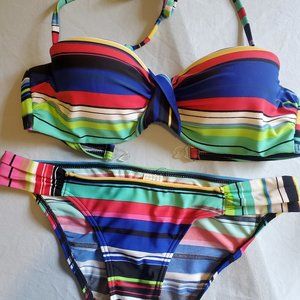 Multi Colored Striped Bikini 2 pc